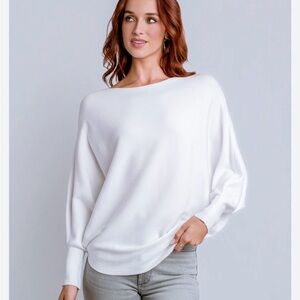 Kerisma Ryu Sweater Ivory Ribbed Dolman Sleeve Top Size Small/Medium Pullover